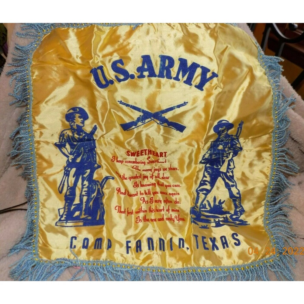 Vintage U.S. Army Camp Furmin Texas sweetheart cloth